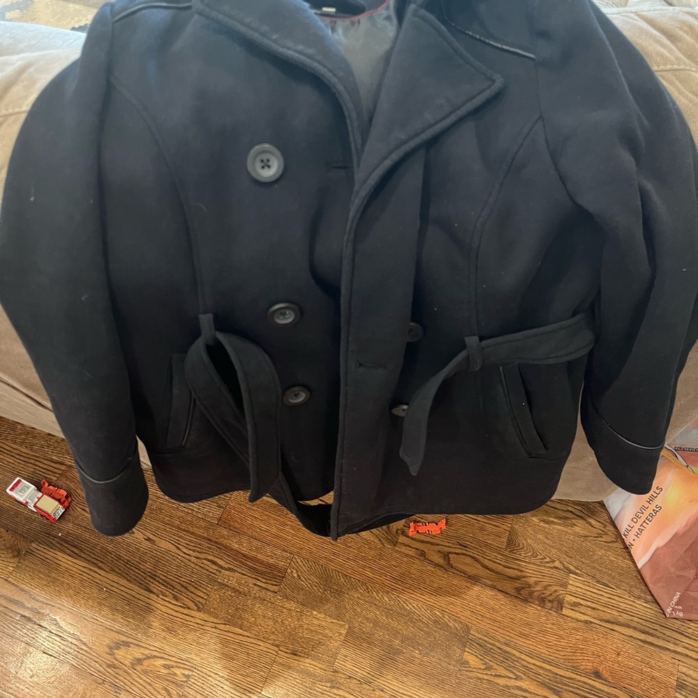 Black Peacoat with Button Details